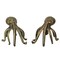 Set of 2 Gold Cast Iron Octopus Phone Holder Stand Decorative Bookend Home Decor